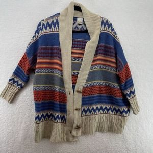 Puff & Bear Womens cardigan size S/M Toggle button Aztec Multicolor sweater